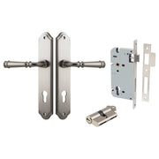 Verona Lever Shouldered Backplate Entrance Kit w High Security Lock Satin Nickel