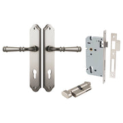 Verona Lever Shouldered Backplate Entrance Kit with High Security Lock Satin Nickel
