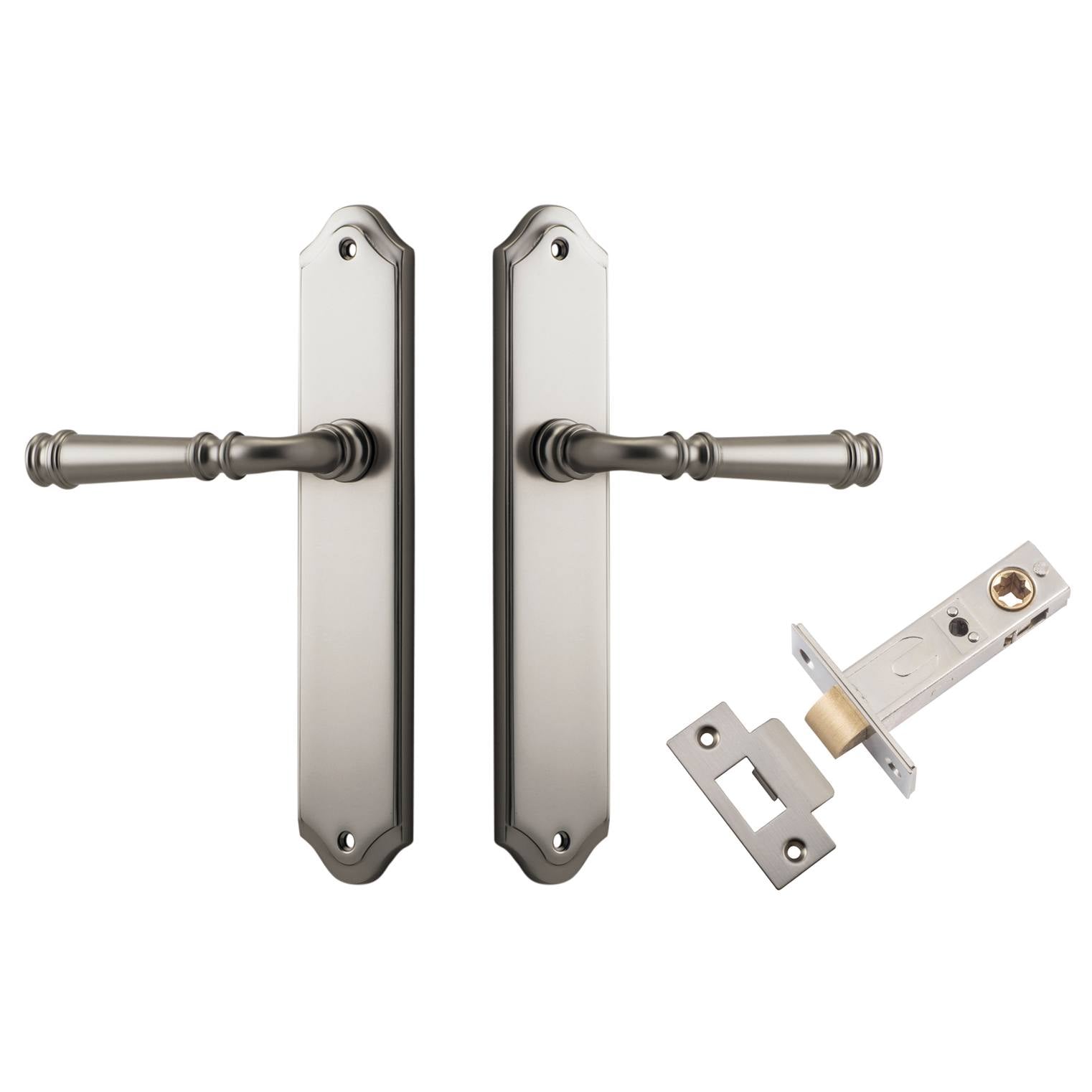 Verona Lever Shouldered Backplate Passage Kit Satin Nickel