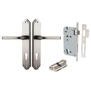 Annecy Lever Shouldered Backplate Entrance Kit w High Security Lock Satin Nickel