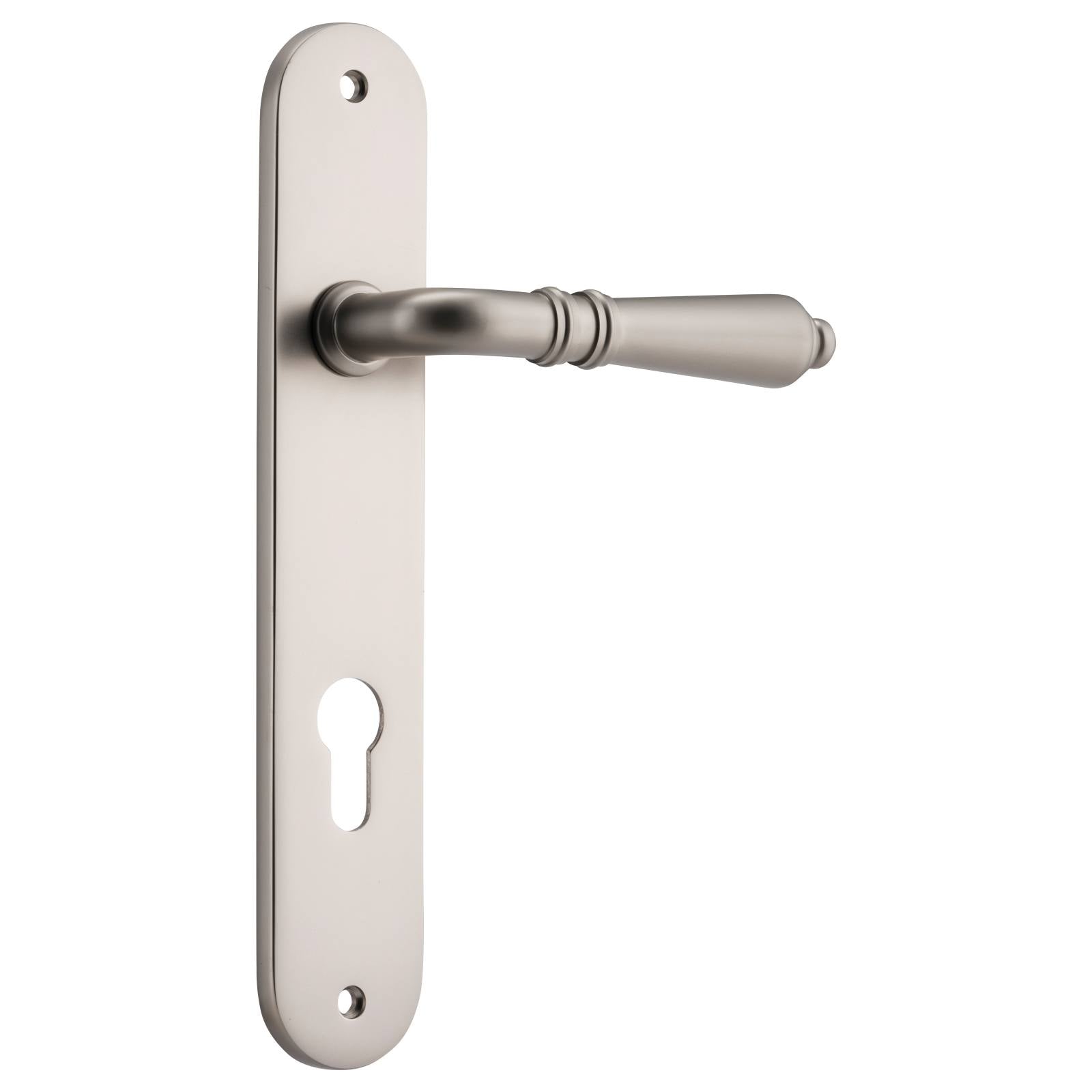 Sarlat Oval 85mm Euro Lever Set, Satin Nickel