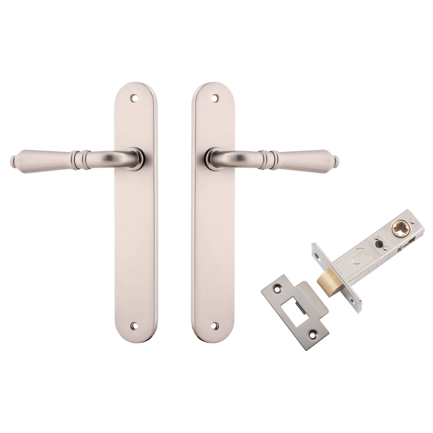 Sarlat Lever Oval Backplate Passage Kit Satin Nickel