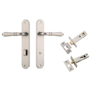 Sarlat Lever Oval Backplate Privacy Kit w Privacy Turn Satin Nickel