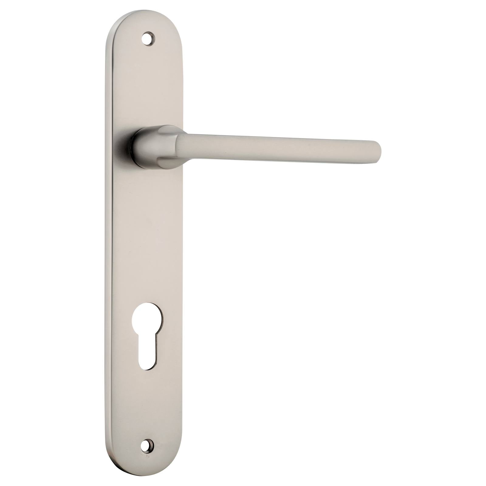 Baltimore Oval 85mm Euro Lever Set, Satin Nickel