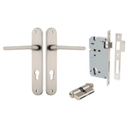 Baltimore Lever Oval Backplate Entrance Kit w High Security Lock Satin Nickel