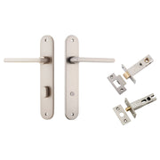 Baltimore Lever Oval Backplate Privacy Kit w Privacy Turn Satin Nickel