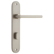 Baltimore Oval 85mm Privacy Lever Set, Sat Nickel