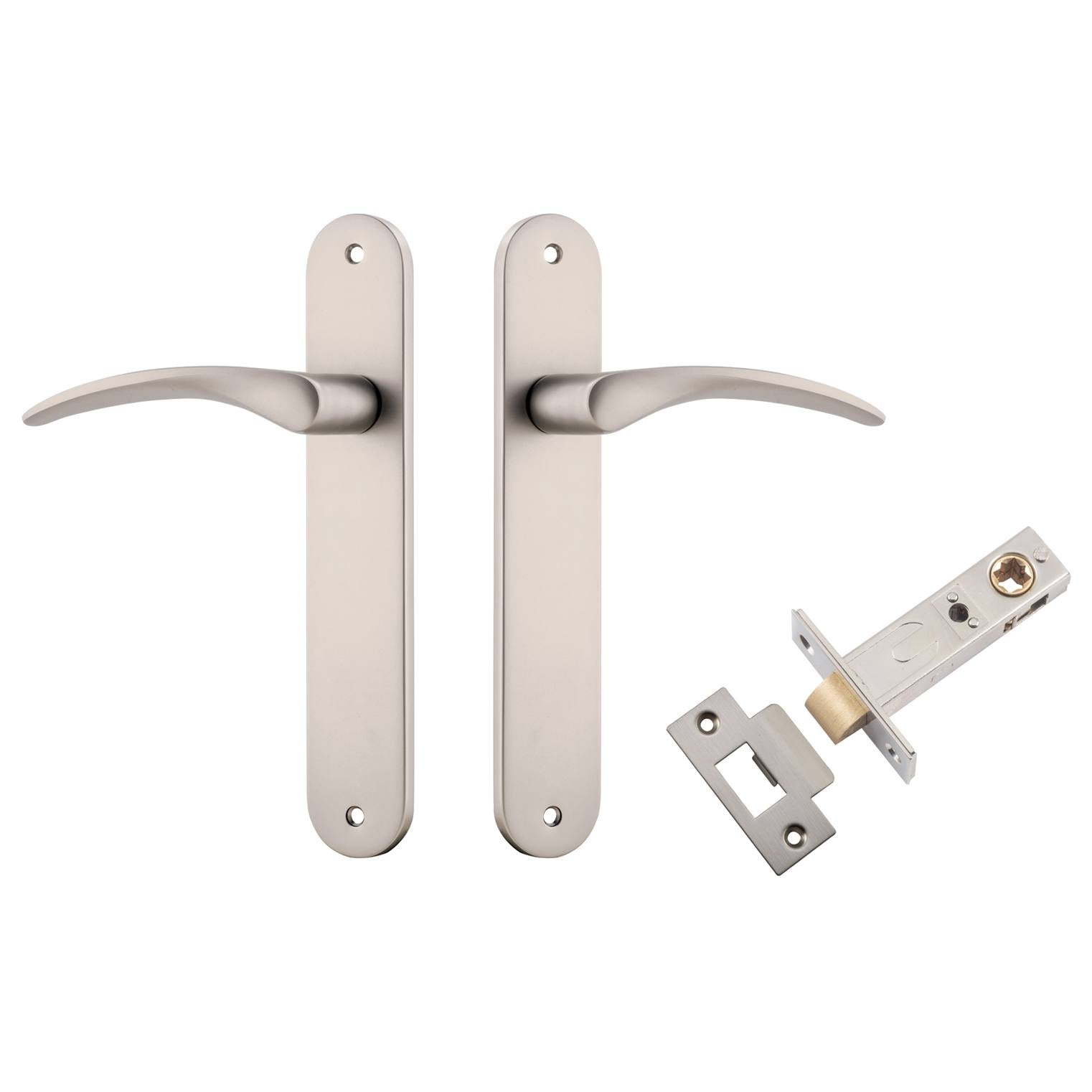 Oxford Lever Oval Backplate Passage Kit Satin Nickel