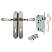 Verona Lever Oval Backplate Entrance Kit w High Security Lock Satin Nickel
