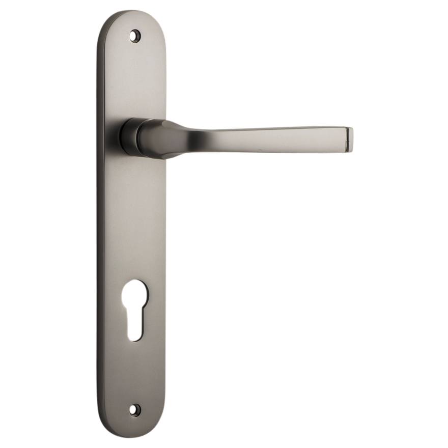 Annecy Lever Oval Backplate Satin Nickel