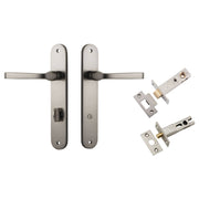 Annecy Lever Oval Backplate Privacy Kit w Privacy Turn Satin Nickel