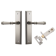 Verona Lever Stepped Backplate Passage Kit Satin Nickel
