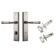 Verona Lever Stepped Backplate Privacy Kit w Privacy Turn Satin Nickel