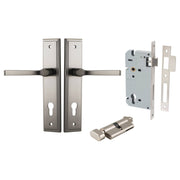 Annecy Lever Stepped Backplate Entrance Kit w High Security Lock Satin Nickel