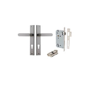 Bronte Lever Rectangular Backplate Entrance Kit w High Security Lock Satin Nickel