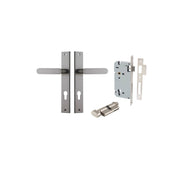 Bronte Lever Rectangular Backplate Entrance Kit w High Security Lock Satin Nickel
