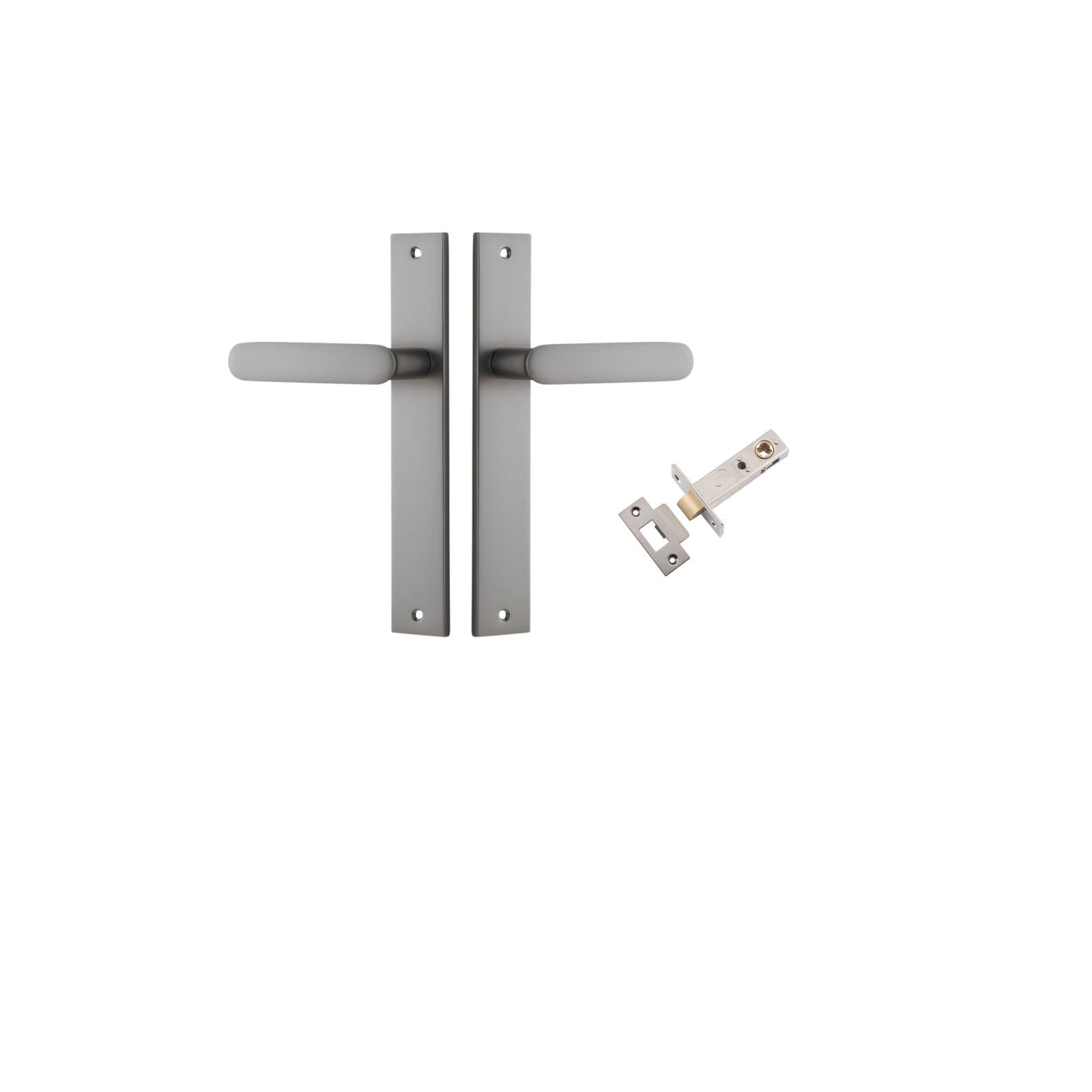 Bronte Lever Rectangular Backplate Passage Kit Satin Nickel