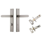 Bronte Lever Rectangular Backplate Privacy Kit w Privacy Turn Satin Nickel