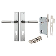 Berlin Lever Rectangular Backplate Entrance Kit w High Security Lock Satin Nickel