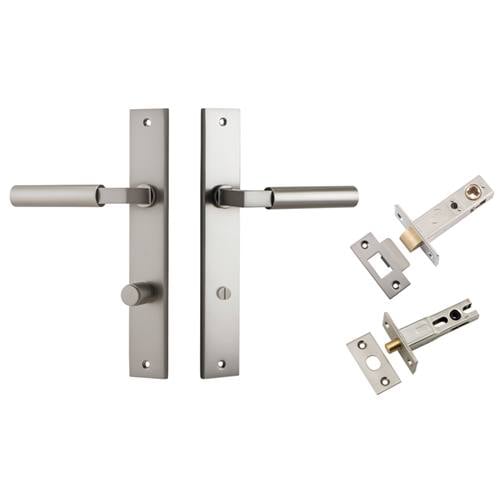 Berlin Lever Rectangular Backplate Privacy Kit Satin Nickel