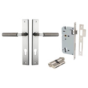 Brunswick Lever Rectangular Backplate Entrance Kit w High Security Lock Satin Nickel