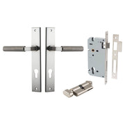Brunswick Lever Rectangular Backplate Entrance Kit w High Security Lock Satin Nickel