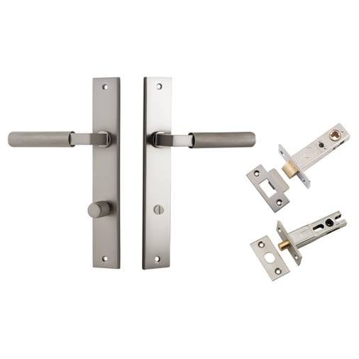 Brunswick Lever Rectangular Backplate Privacy Kit Satin Nickel