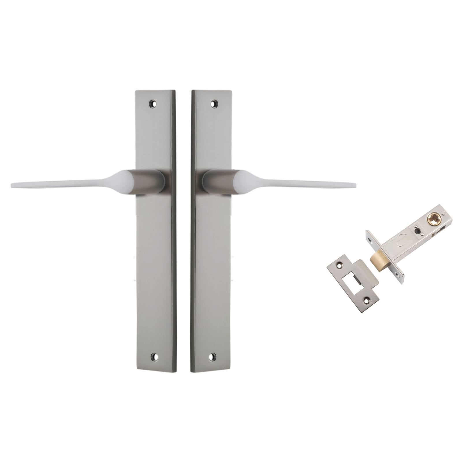 Como Lever Rectangular Backplate Passage Kit Satin Nickel