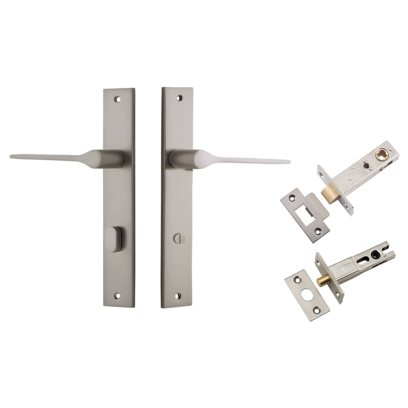 Como Lever Rectangular Backplate Privacy Kit Satin Nickel