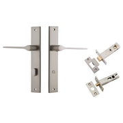 Como Lever Rectangular Backplate Privacy Kit Satin Nickel