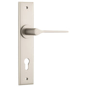 Como Lever Satin Nickel Chamfered Backplate