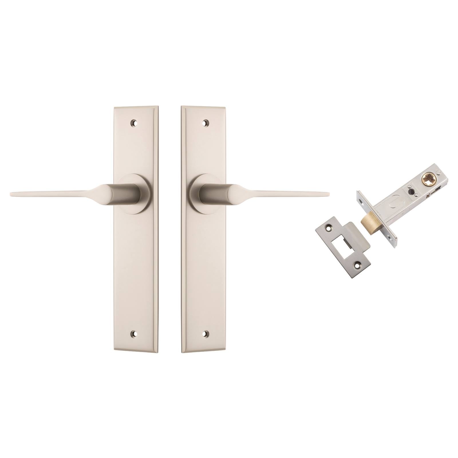 Como Lever Chamfered Backplate Passage Kit Satin Nickel