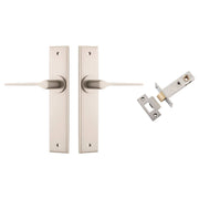 Como Lever Chamfered Backplate Passage Kit Satin Nickel
