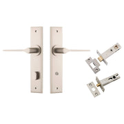 Como Lever Chamfered Backplate Privacy Kit Satin Nickel