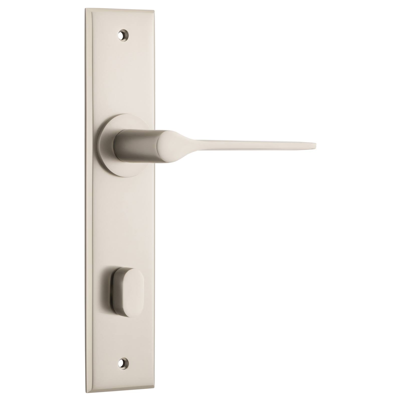 Como Lever Satin Nickel Chamfered Backplate