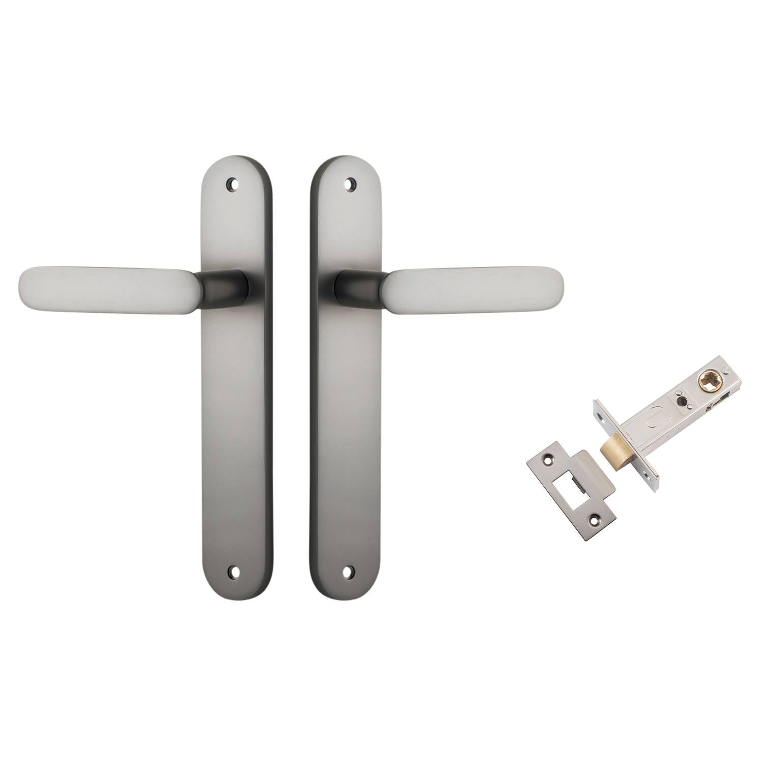 Bronte Lever Oval Backplate Passage Kit Satin Nickel