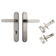 Bronte Lever Oval Backplate Privacy Kit w Privacy Turn Satin Nickel