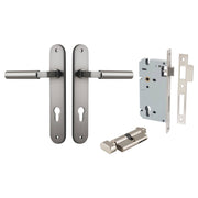 Berlin Lever Oval Backplate Entrance Kit w High Security Lock Satin Nickel