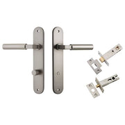 Berlin Lever Oval Backplate Privacy Kit Satin Nickel