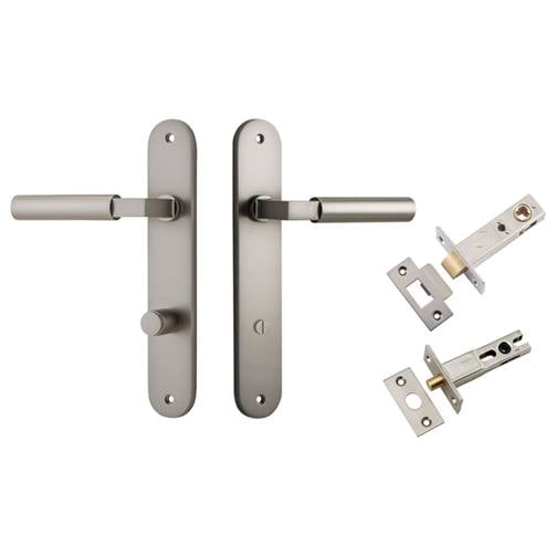 Berlin Lever Oval Backplate Privacy Kit Satin Nickel