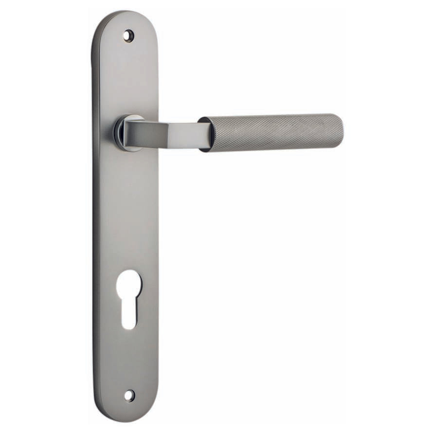 Brunswick Lever Satin Nickel Oval Backplate