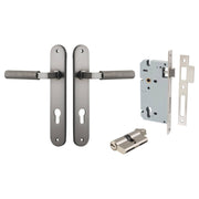 Brunswick Lever Oval Backplate Entrance Kit w High Security Lock Satin Nickel