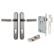 Brunswick Lever Oval Backplate Entrance Kit w High Security Lock Satin Nickel