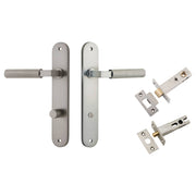 Brunswick Lever Oval Backplate Privacy Kit Satin Nickel