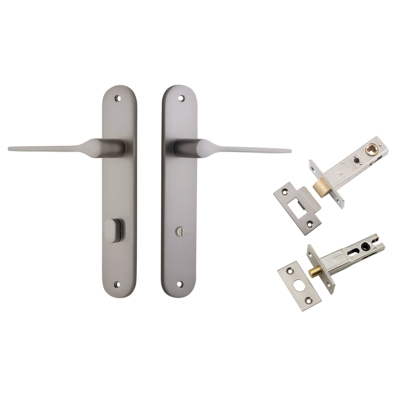 Como Lever Oval Backplate Privacy Kit Satin Nickel