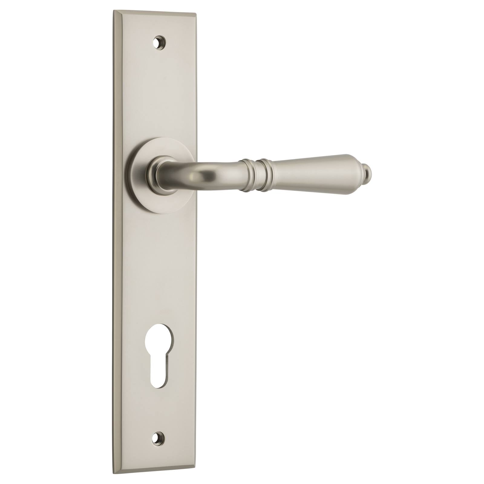 Sarlat Lever Satin Nickel Chamfered Backplate