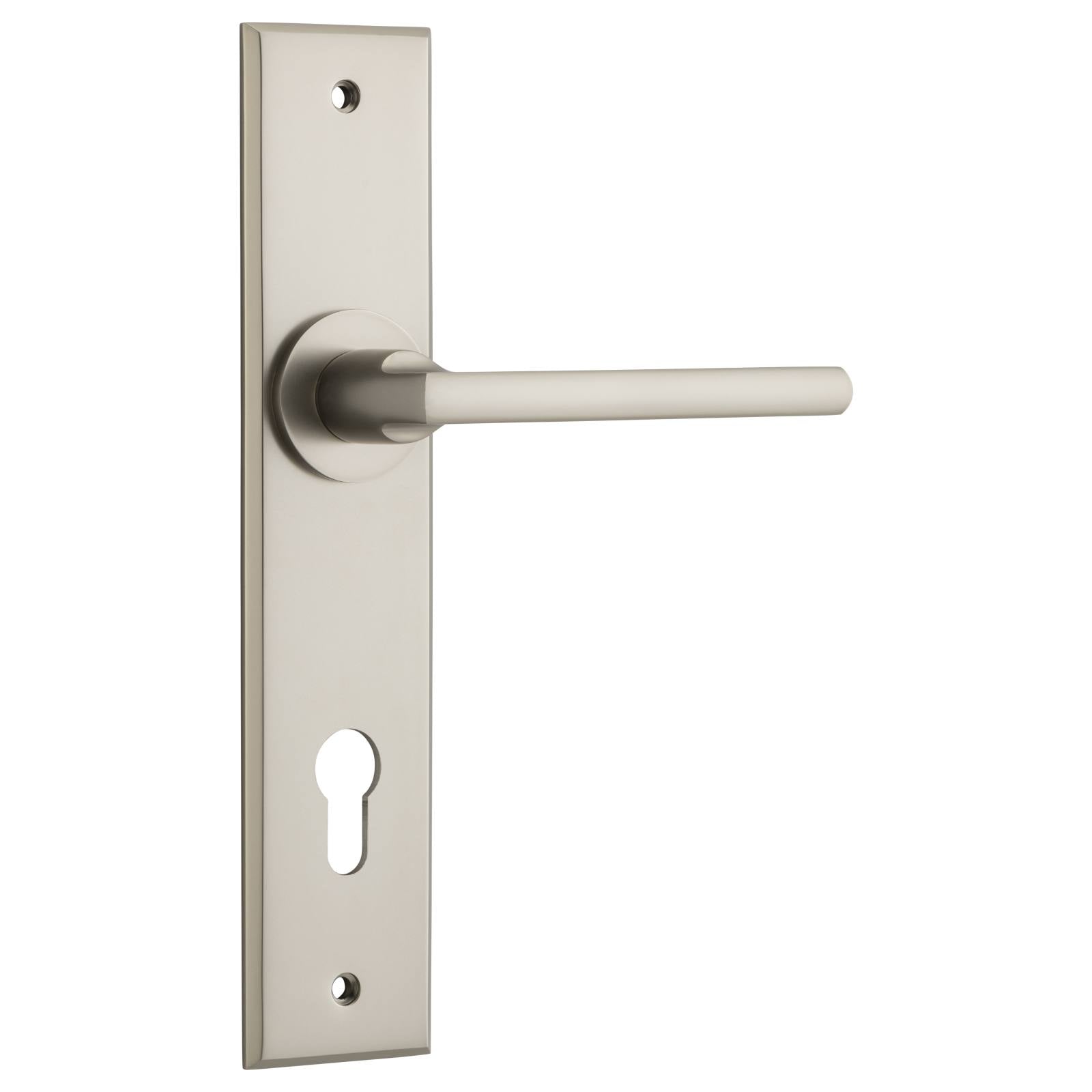 Baltimore Lever Satin Nickel Chamfered Backplate
