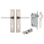 Baltimore Lever Chamfered Backplate Entrance Kit w High Security Lock Satin Nickel