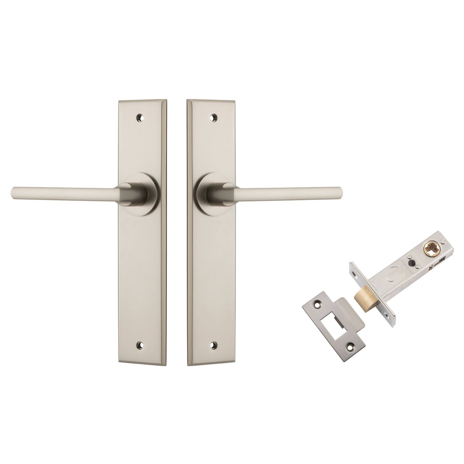 Baltimore Lever Chamfered Backplate Passage Kit Satin Nickel