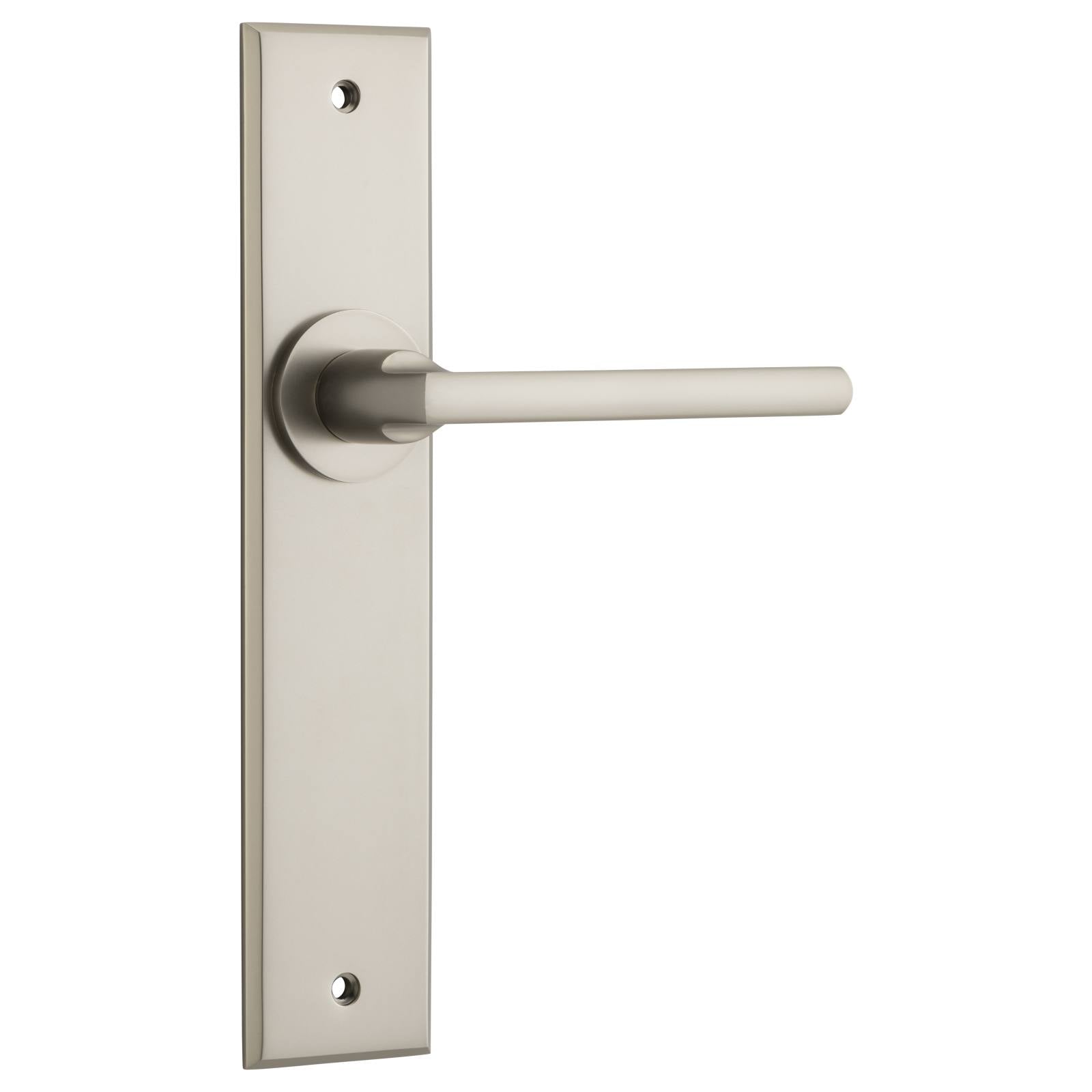 Baltimore Lever Satin Nickel Chamfered Backplate